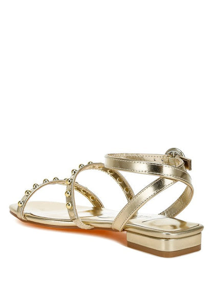 Flippity Studded Ankle Strap Flat Sandals by Rag Company | Fleurcouture