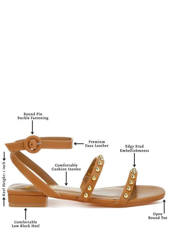 Flippity Studded Ankle Strap Flat Sandals by Rag Company | Fleurcouture