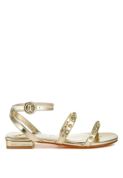 Flippity Studded Ankle Strap Flat Sandals by Rag Company | Fleurcouture