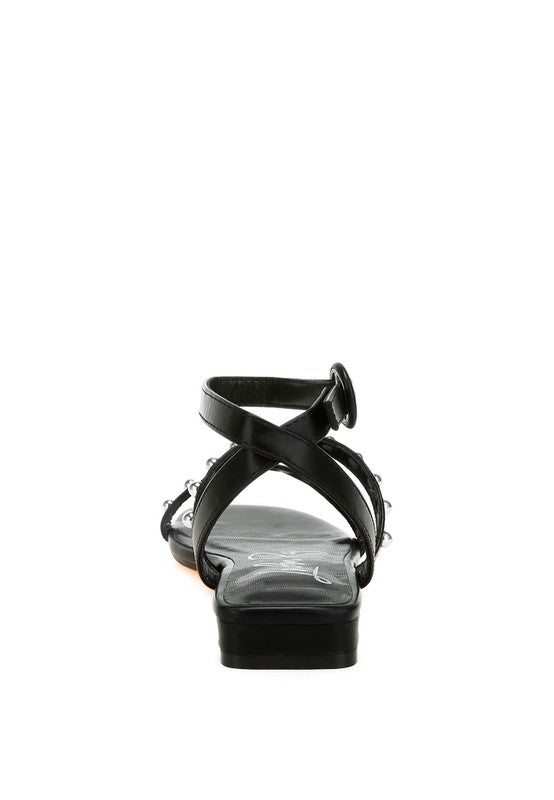 Flippity Studded Ankle Strap Flat Sandals by Rag Company | Fleurcouture