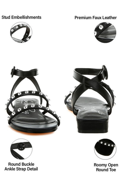 Flippity Studded Ankle Strap Flat Sandals by Rag Company | Fleurcouture