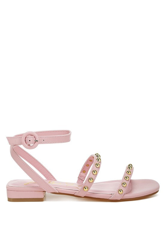 Flippity Studded Ankle Strap Flat Sandals by Rag Company | Fleurcouture