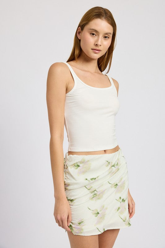 FLORAL PENCIL SKIRT WITH SIDE SLIT IVORY FLORAL by Emory Park | Fleurcouture