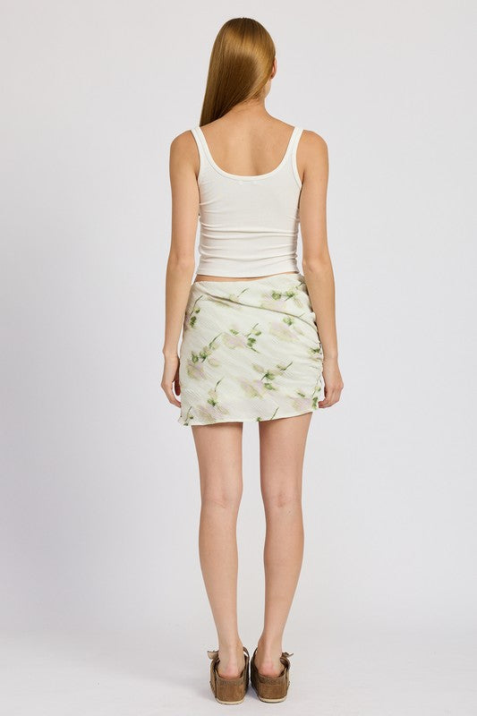 FLORAL PENCIL SKIRT WITH SIDE SLIT IVORY FLORAL by Emory Park | Fleurcouture