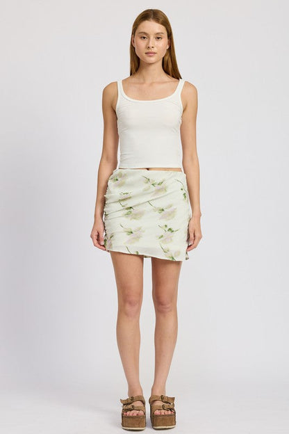 FLORAL PENCIL SKIRT WITH SIDE SLIT IVORY FLORAL S by Emory Park | Fleurcouture