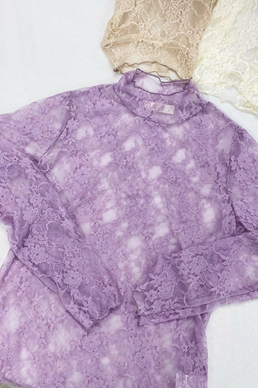 Floral print lace long sleeves top by Jade By Jane | Fleurcouture
