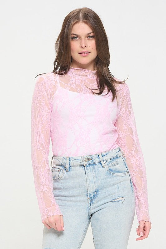 Floral print lace long sleeves top by Jade By Jane | Fleurcouture