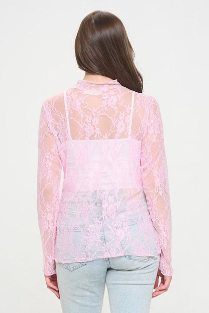 Floral print lace long sleeves top by Jade By Jane | Fleurcouture