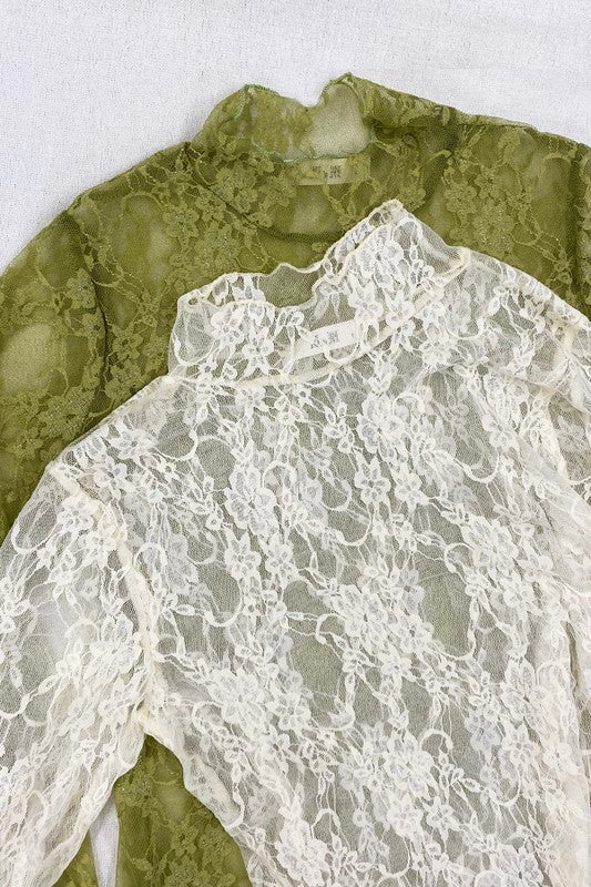 Floral print lace long sleeves top by Jade By Jane | Fleurcouture