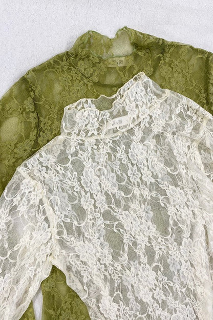 Floral print lace long sleeves top by Jade By Jane | Fleurcouture