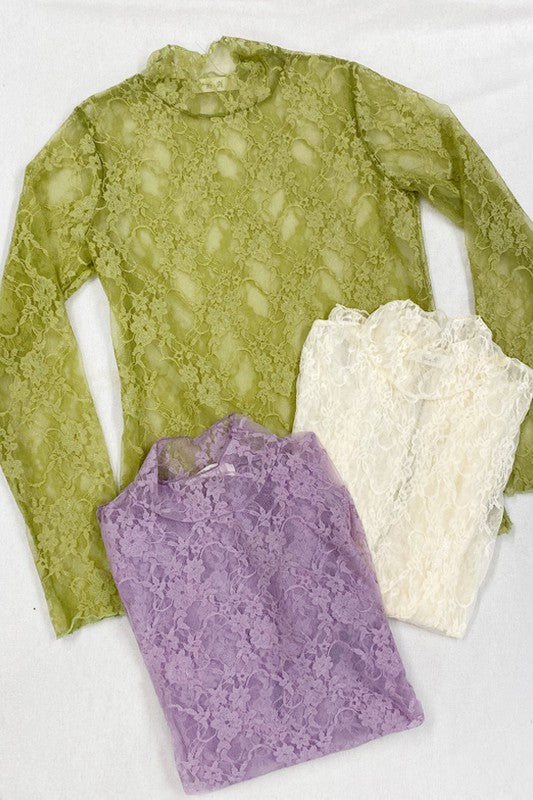 Floral print lace long sleeves top by Jade By Jane | Fleurcouture