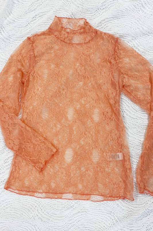 Floral print lace long sleeves top by Jade By Jane | Fleurcouture