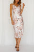 Floral Print Satin Midi Dress BLUSH XS by One and Only Collective Inc | Fleurcouture