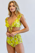 Floral Printed Swimwear Set Yellow S by Davi & Dani | Fleurcouture