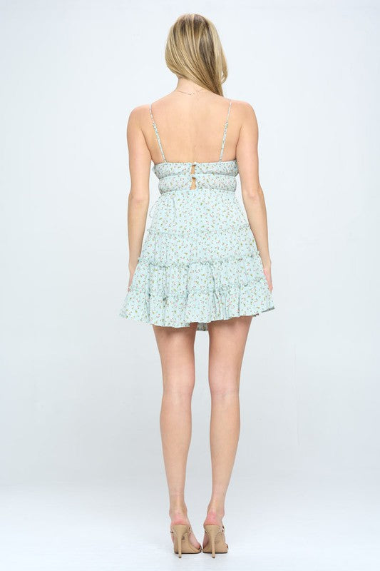 Floral Ruffle Cami Mini Dress by One and Only Collective Inc | Fleurcouture