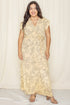 Floral Surplice Sash Sundress no lining pale yellow 1X by EG fashion | Fleurcouture