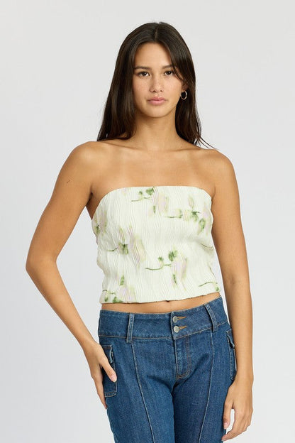 FLORAL TUBE TOP IVORY FLORAL S by Emory Park | Fleurcouture