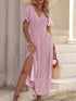 Floral v neck midi dress Pink S by Miss Sparkling | Fleurcouture
