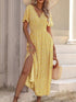 Floral v neck midi dress yellow S by Miss Sparkling | Fleurcouture
