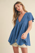 Florise Button Down Blouse AZURE S by Aemi + Co | Fleurcouture