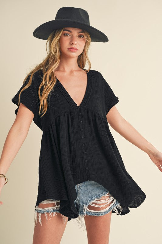 Florise Button Down Blouse S by Aemi + Co | Fleurcouture