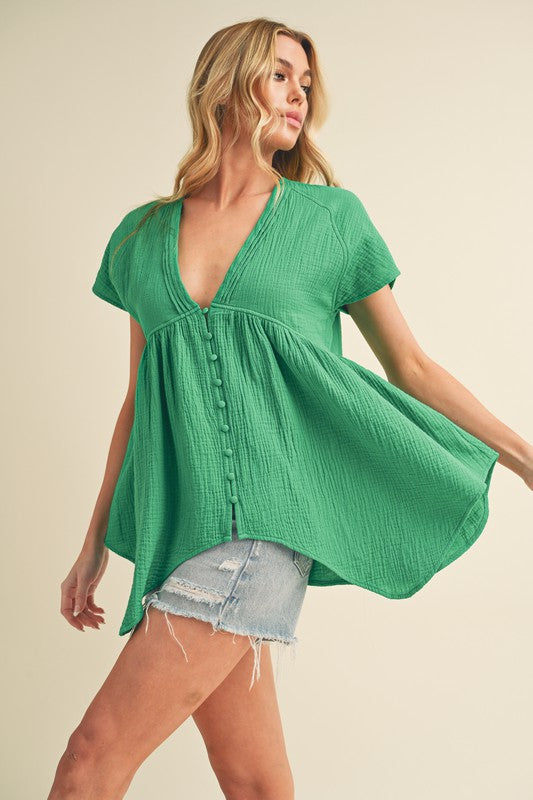 Florise Button Down Blouse S by Aemi + Co | Fleurcouture