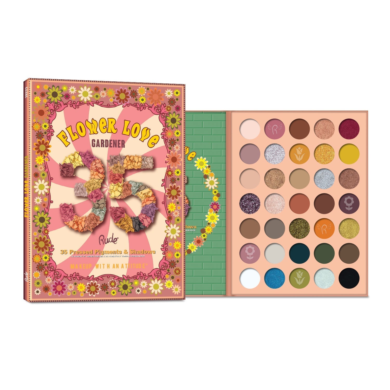 Flower Love 35 Pressed Pigment &amp; Shadows - Gardener Eyeshadow by Rude Cosmetics | Fleurcouture