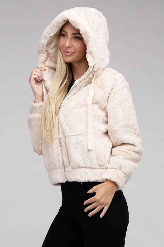 Fluffy Zip-Up Teddy Hoodie by Ambiance Apparel | Fleurcouture