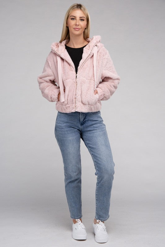 Fluffy Zip-Up Teddy Hoodie by Ambiance Apparel | Fleurcouture