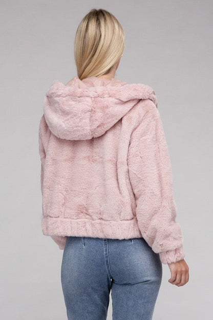 Fluffy Zip-Up Teddy Hoodie by Ambiance Apparel | Fleurcouture