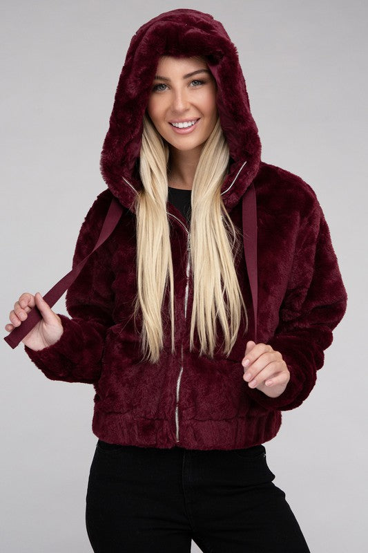 Fluffy Zip-Up Teddy Hoodie by Ambiance Apparel | Fleurcouture