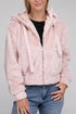 Fluffy Zip-Up Teddy Hoodie Mauve S by Ambiance Apparel | Fleurcouture