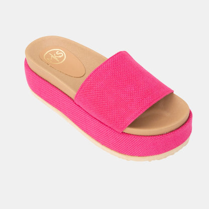 Footbed Platform Slide Sandals Fuchsia 6 WEDGES by MODAPASSO | Fleurcouture