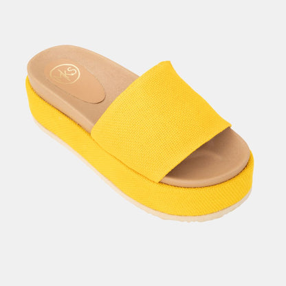 Footbed Platform Slide Sandals Yellow 6 WEDGES by MODAPASSO | Fleurcouture