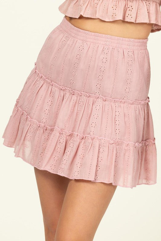 Forever Classy High Waist Tiered Mini Skirt D.MAUVE S by HYFVE | Fleurcouture