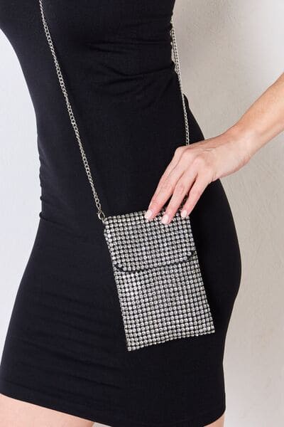 Forever Link Rhinestone Mini Crossbody Bag SILVER One Size by Trendsi | Fleurcouture