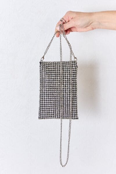 Forever Link Rhinestone Mini Crossbody Bag SILVER One Size by Trendsi | Fleurcouture