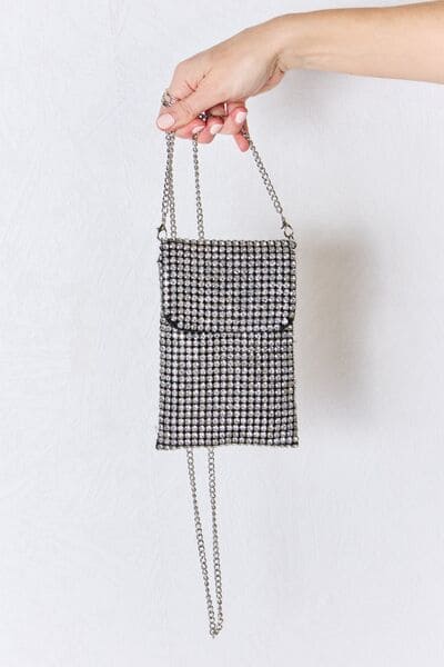 Forever Link Rhinestone Mini Crossbody Bag SILVER One Size by Trendsi | Fleurcouture