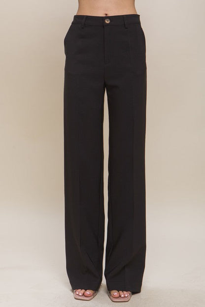 Formal Straight Leg Blazer Pants BLACK S by Love Tree | Fleurcouture