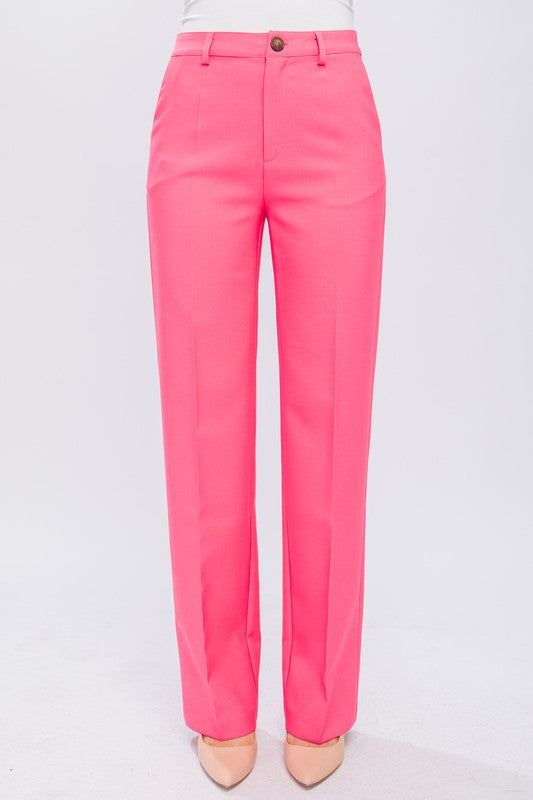 Formal Straight Leg Blazer Pants CORAL PINK S by Love Tree | Fleurcouture