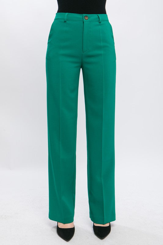 Formal Straight Leg Blazer Pants EMERALD S by Love Tree | Fleurcouture