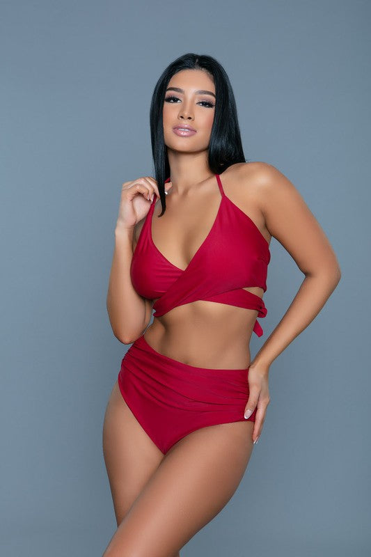 Francesca Swimsuit Maroon S by BE WICKED | Fleurcouture