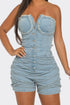 Frayed Edge Denim Corset Romper DENIM S by Athina | Fleurcouture