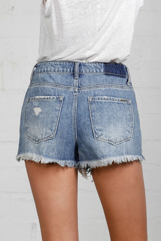 Frayed Hem Distressed Denim Shorts MEDIUM by Denim Lab USA | Fleurcouture