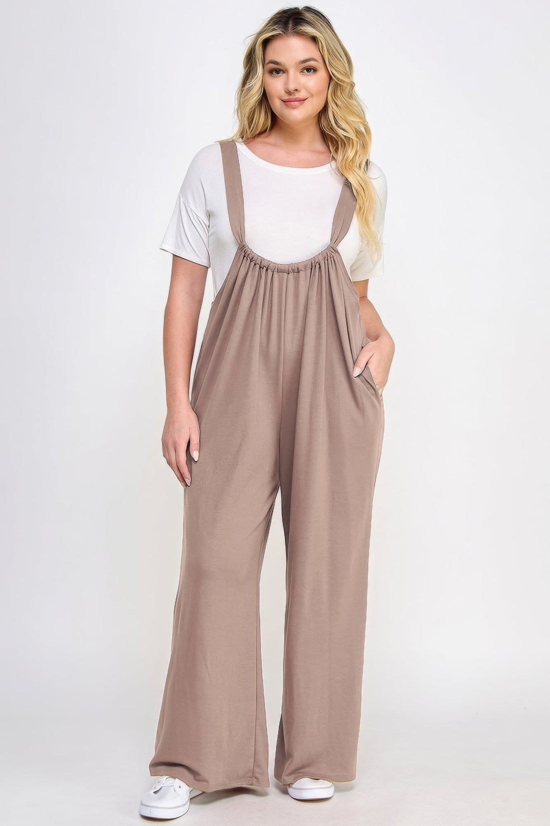French Terry Wide Leg Jumpsuit Overalls by Fleurcouture | Fleurcouture