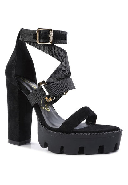 FRESH Daisy Harness Straps Platform High Heels Black 6 by Rag Company | Fleurcouture