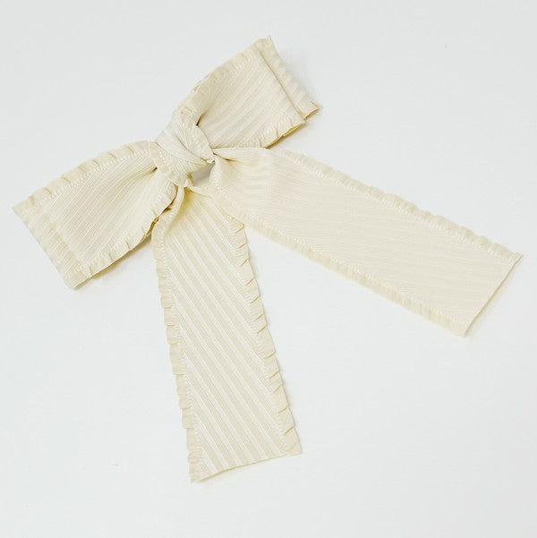 Frilled and Textured Doubled Bow Hair Clip Cream OS by Ellison and Young | Fleurcouture