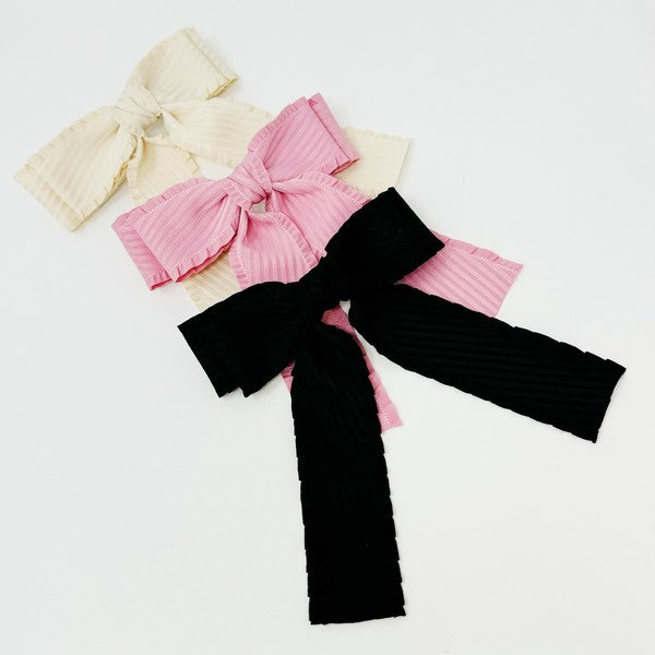 Frilled and Textured Doubled Bow Hair Clip OS by Ellison and Young | Fleurcouture