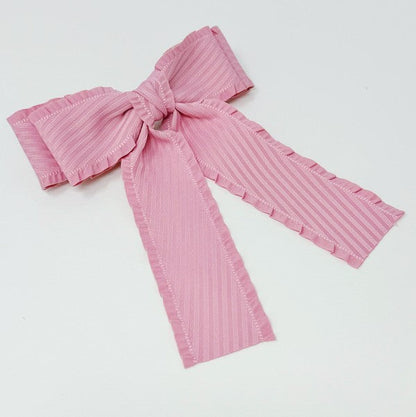 Frilled and Textured Doubled Bow Hair Clip Pink OS by Ellison and Young | Fleurcouture