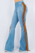 Fringe Bell Bottom in Light Blue Inseam 32" Light Blue 3 by GJG Denim | Fleurcouture